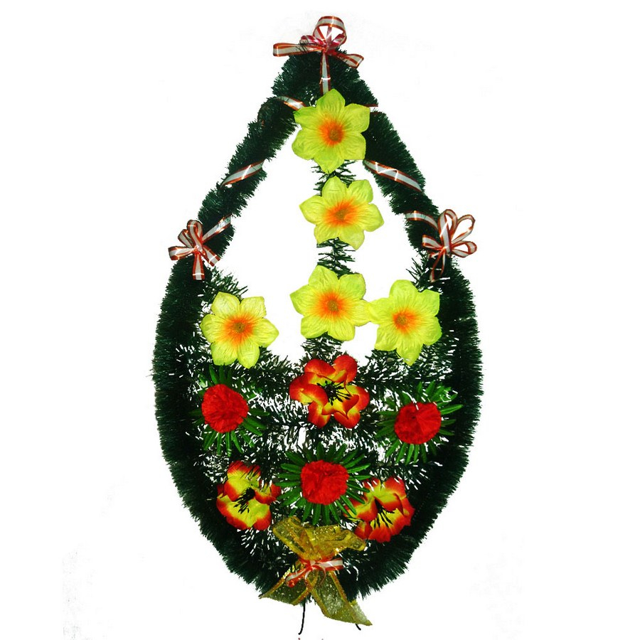 Венок Элиа (цветы, ленты, лист) 100см